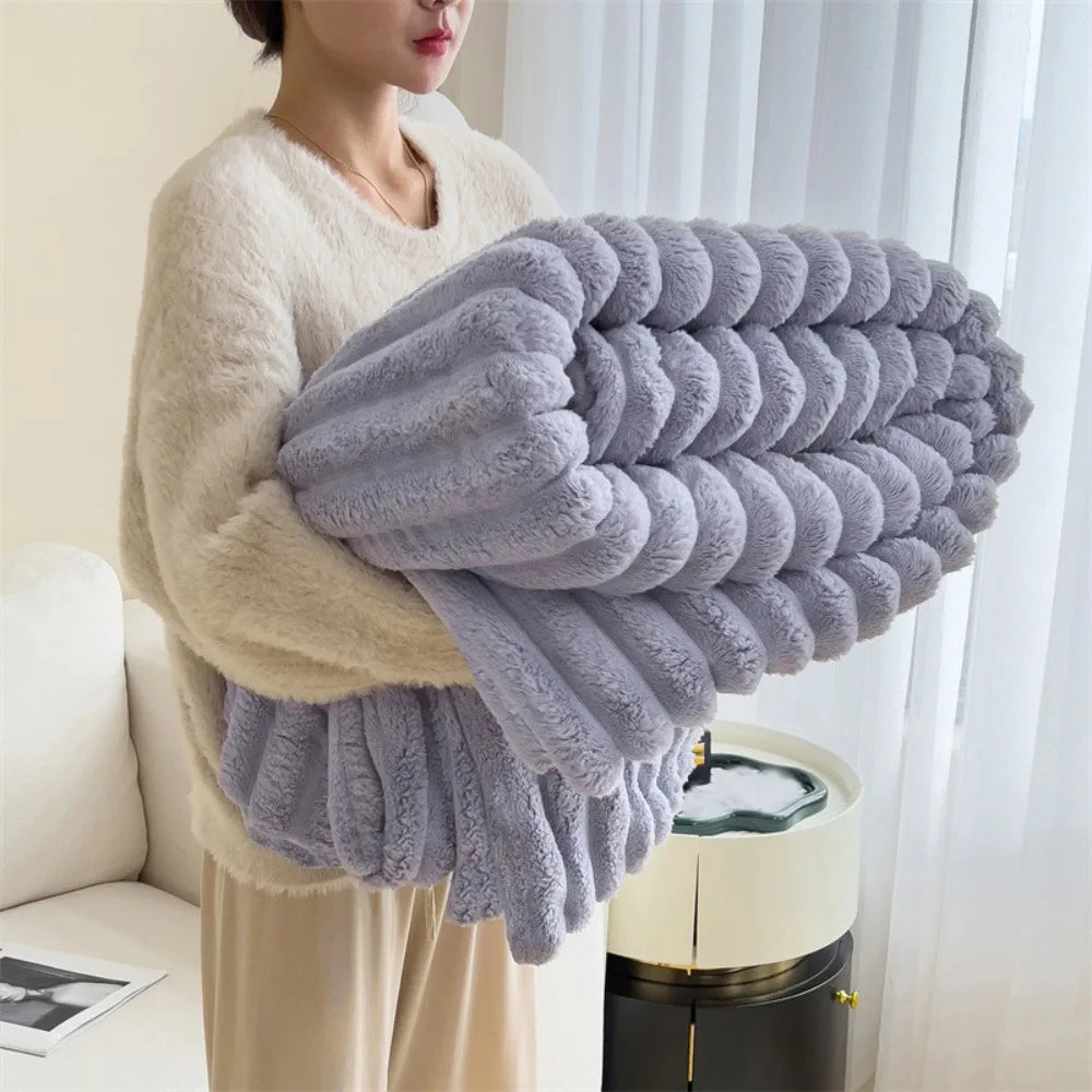 Plush Spandex Striped Blanket