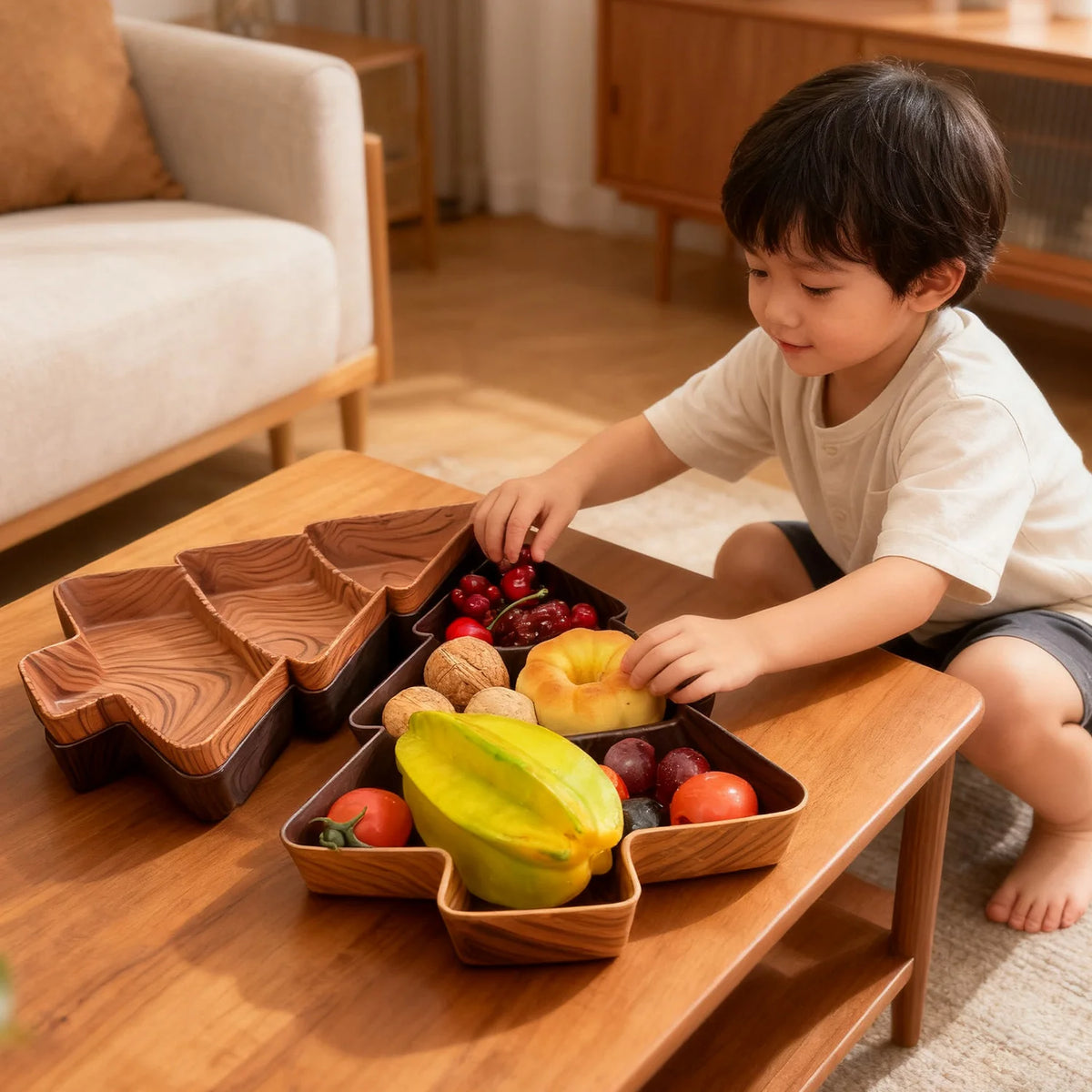 Faux Wood Tree Snack Tray