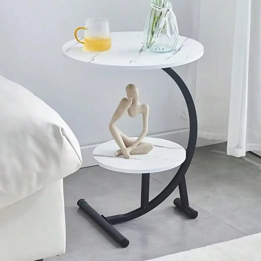2-Tier Faux Marble End Table