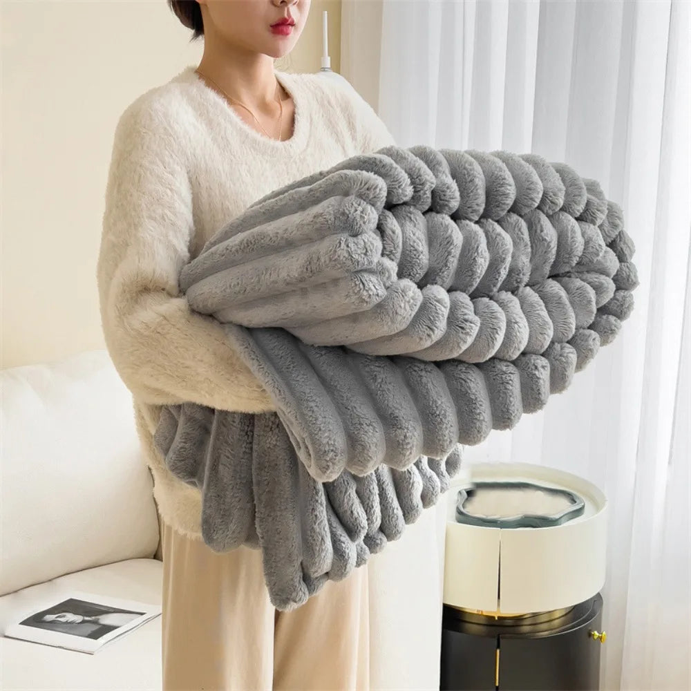 Plush Spandex Striped Blanket