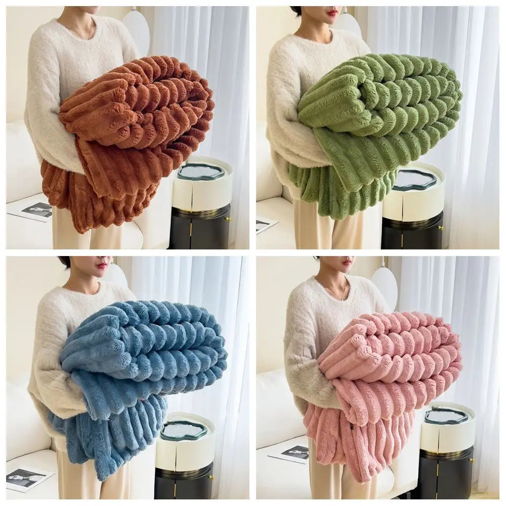 Plush Spandex Striped Blanket