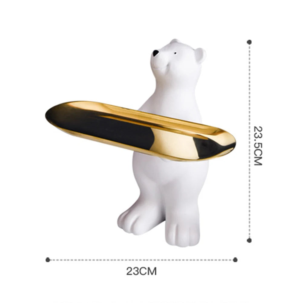 Resin Polar Bear Statue Tray