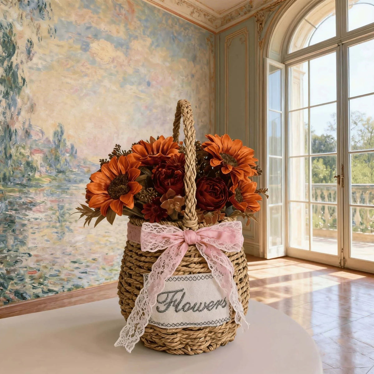 Faux Peony Sunflower Bouquet