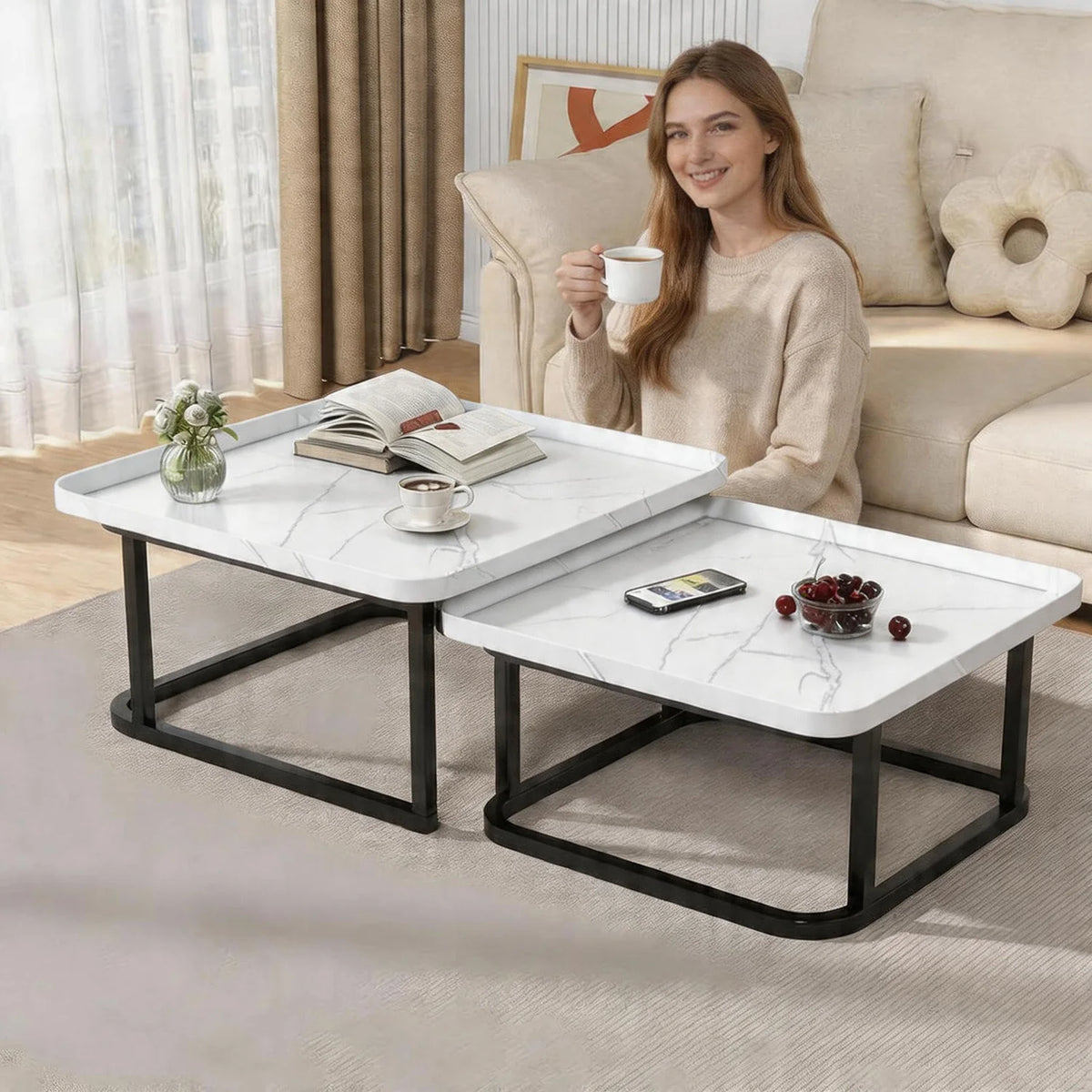 Square Fluted Nesting Tables