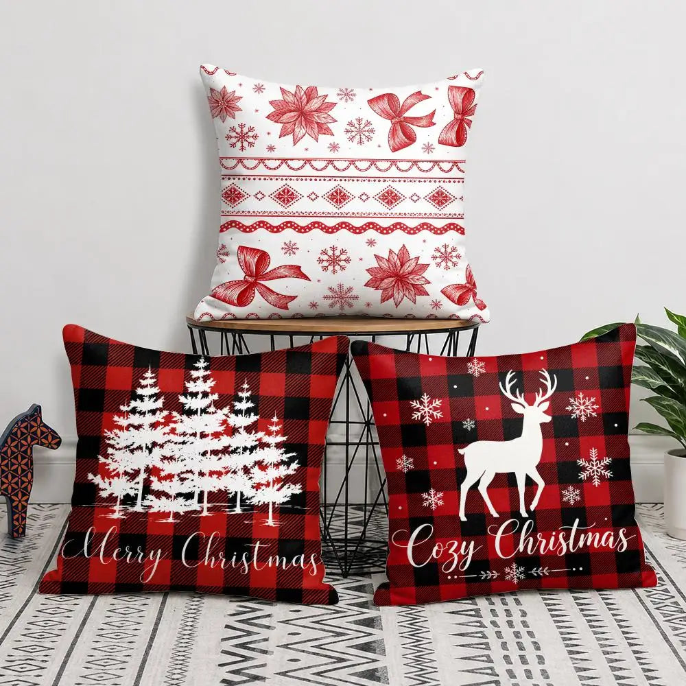 Red Black Plaid Pillow Case