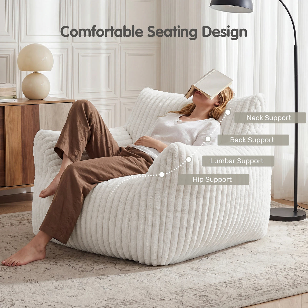 Ergonomic Corduroy Bean Bag Sofa