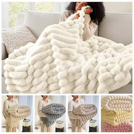 Plush Spandex Striped Blanket