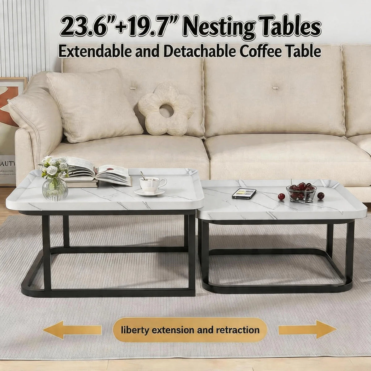 Square Fluted Nesting Tables
