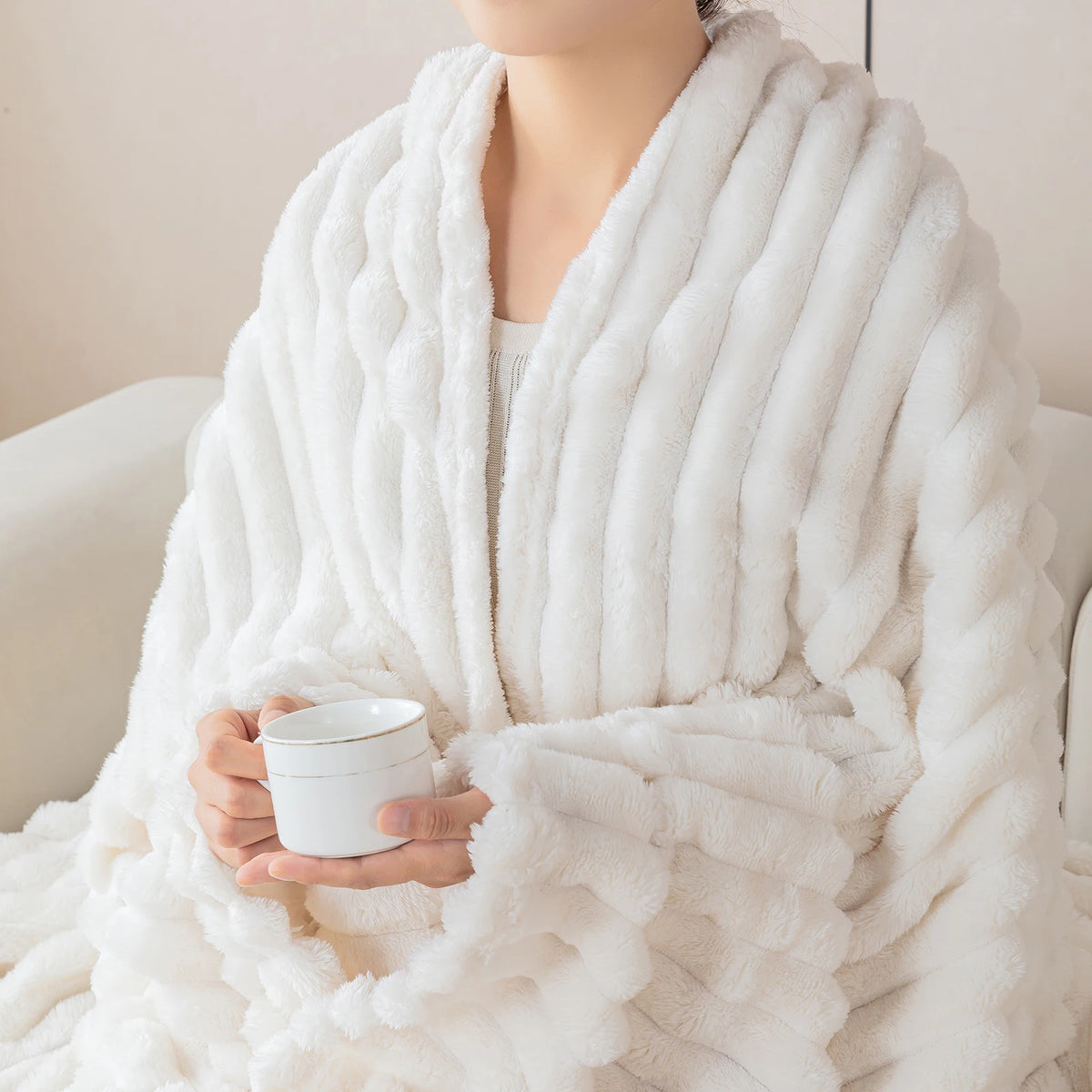 Striped Flannel Cover Blanket