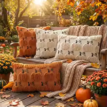 Autumn Pumpkin Embroidery Pillowcase