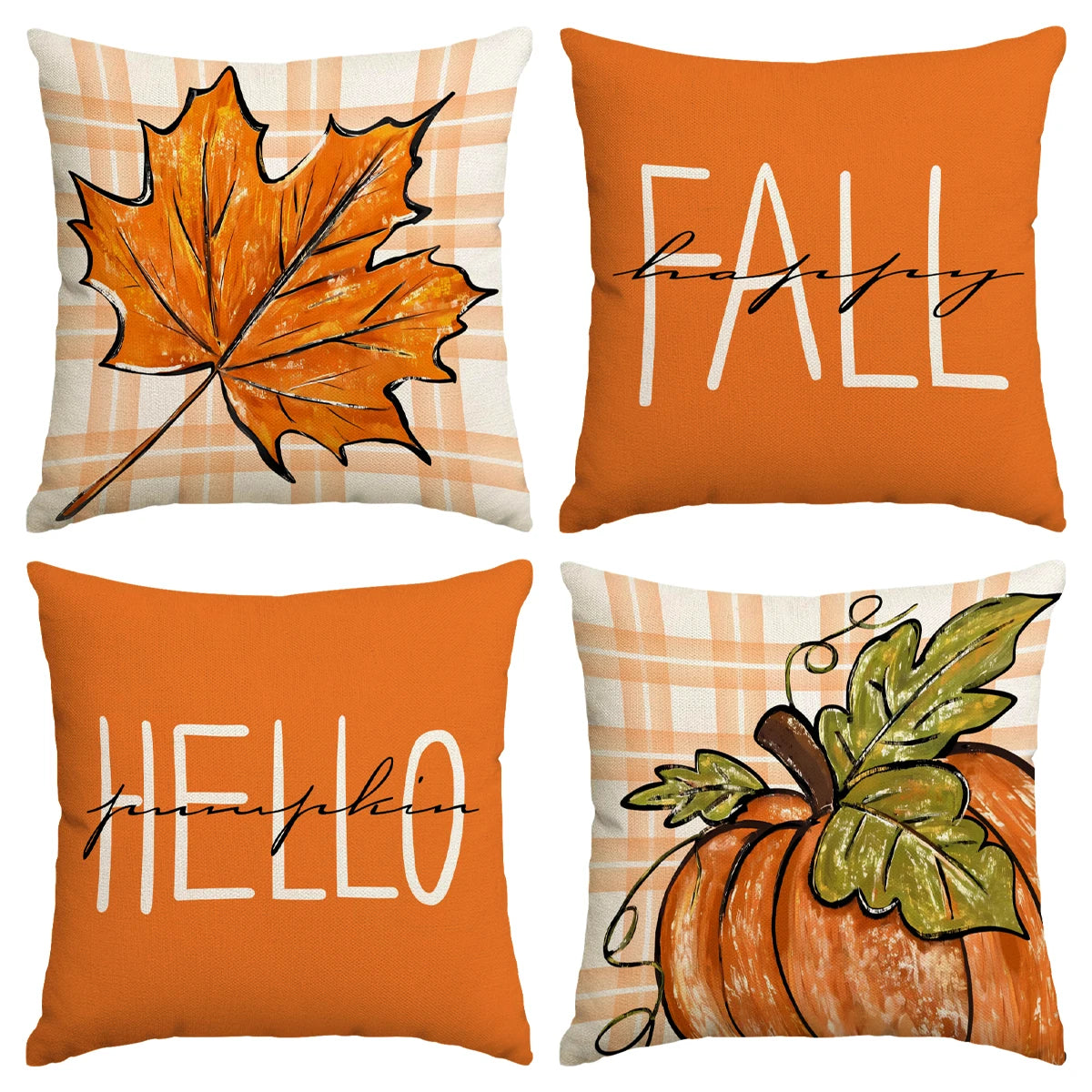 Pumpkin Stripe Pillow Cover Set
