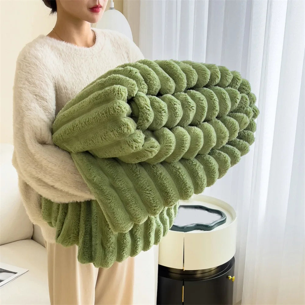 Plush Spandex Striped Blanket