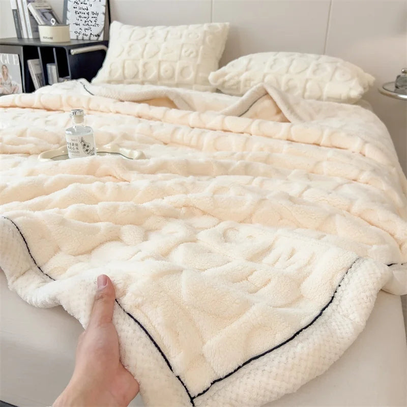 Coral Velvet Plush Winter Quilt