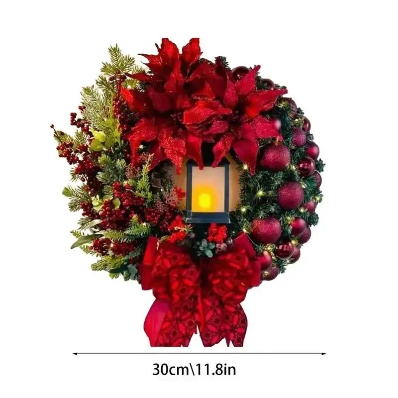 Big Red Flower Bow Wreath