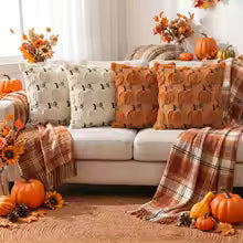 Autumn Pumpkin Embroidery Pillowcase
