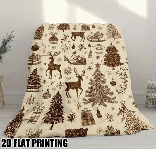 Whimsical Holiday Scene Blanket