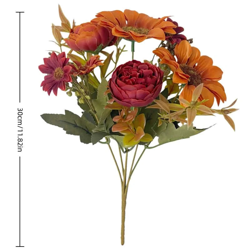 Faux Peony Sunflower Bouquet