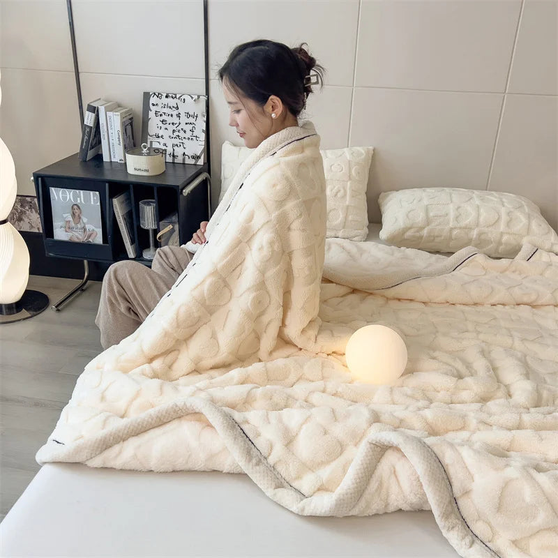 Coral Velvet Plush Winter Quilt