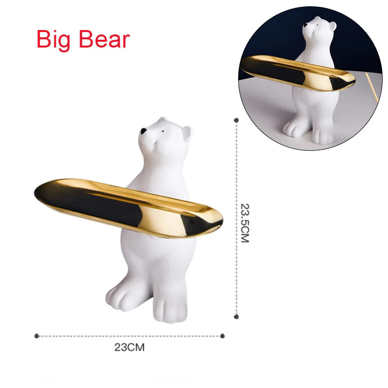 Resin Polar Bear Statue Tray