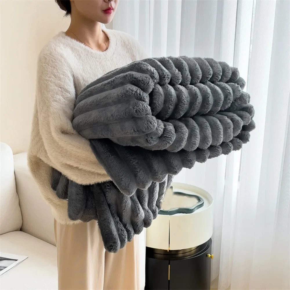 Plush Spandex Striped Blanket
