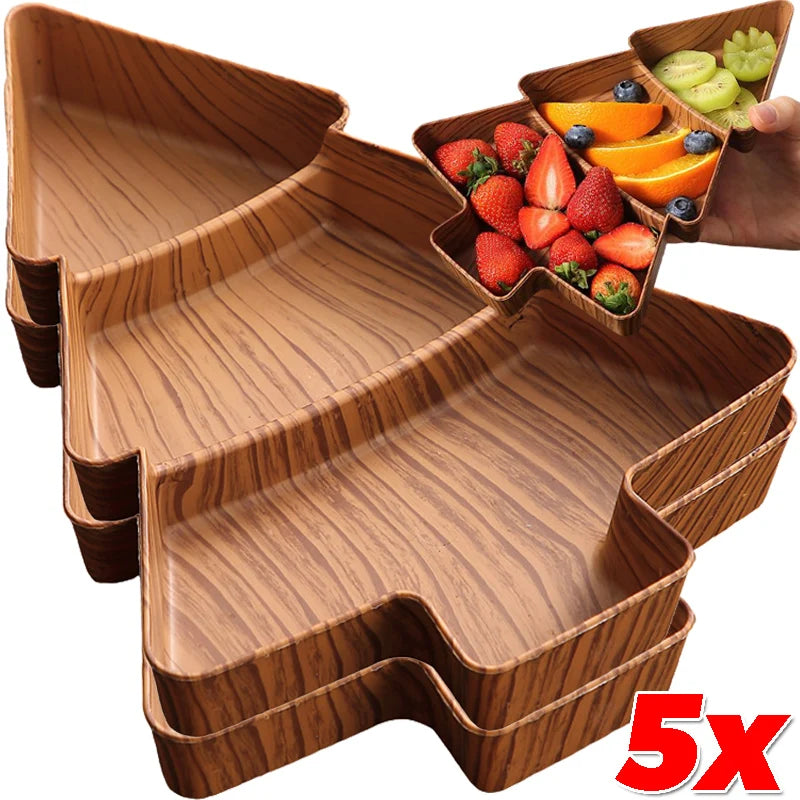 Faux Wood Tree Snack Tray