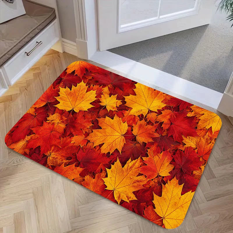 Orange Maple Leaf Farmhouse Rug