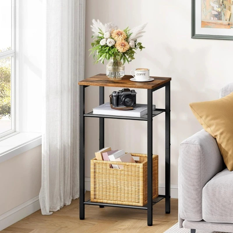Rustic Metal Frame Side Table
