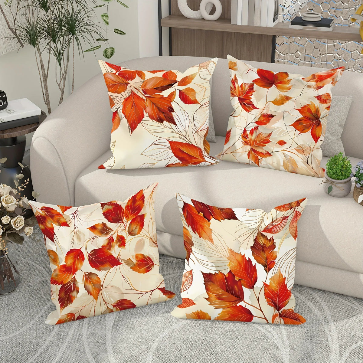 Printed Maple Leaf Pillow Covers