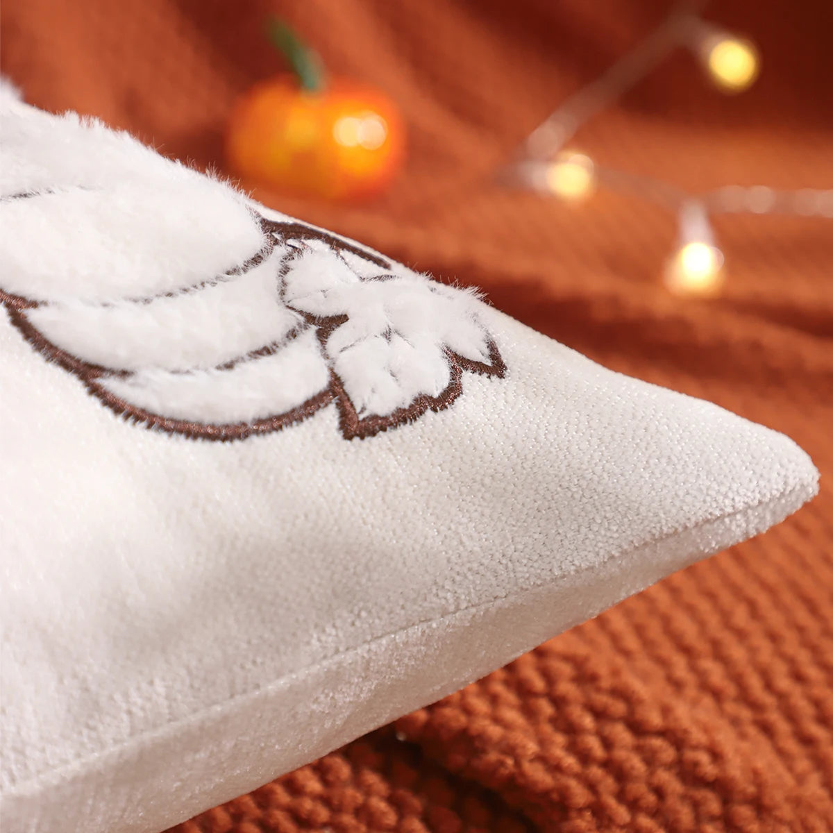 Pumpkin Maple Leaf Chenille Pillow