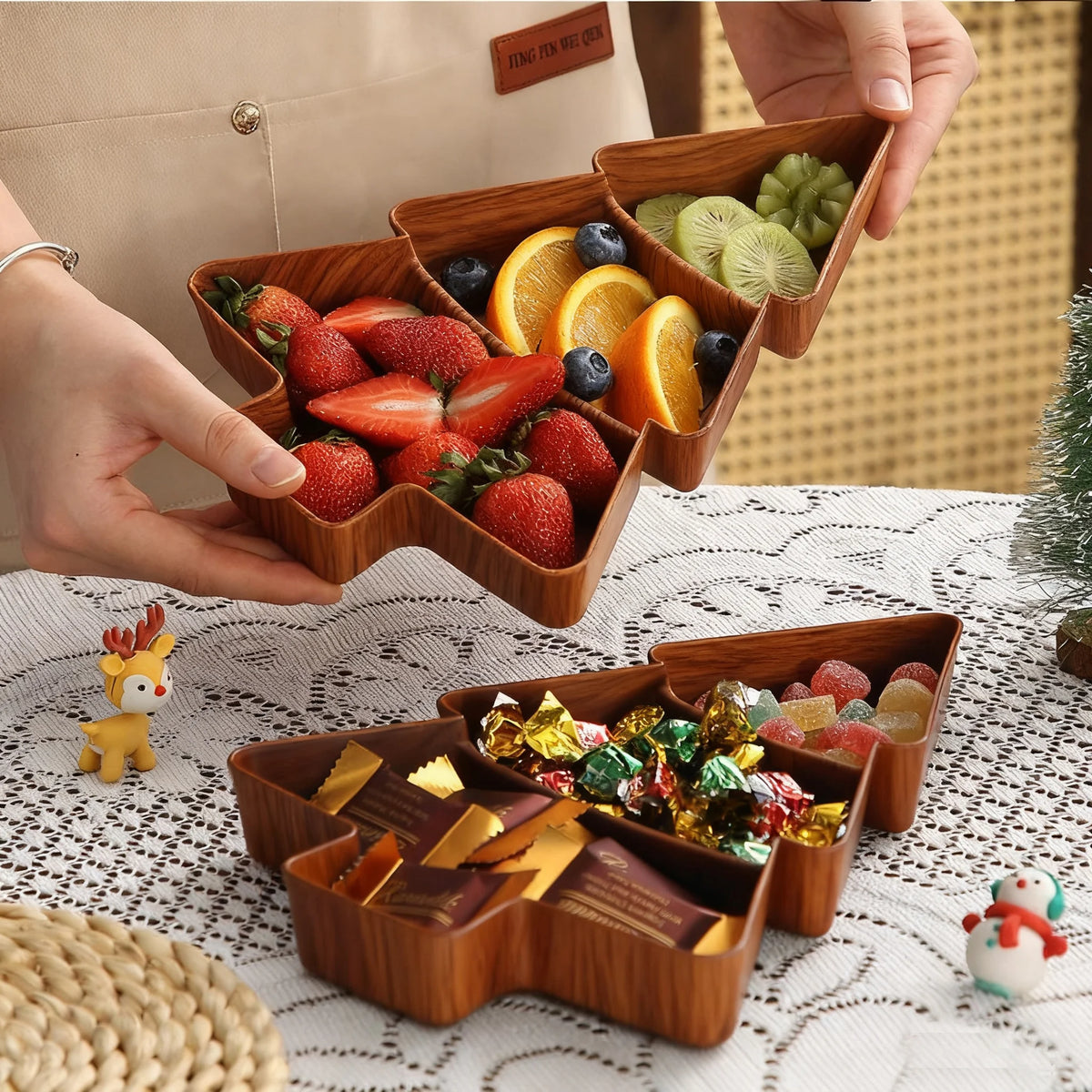 Faux Wood Tree Snack Tray