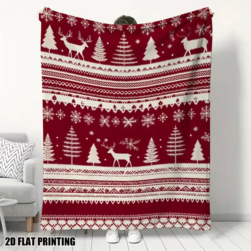 Whimsical Holiday Scene Blanket