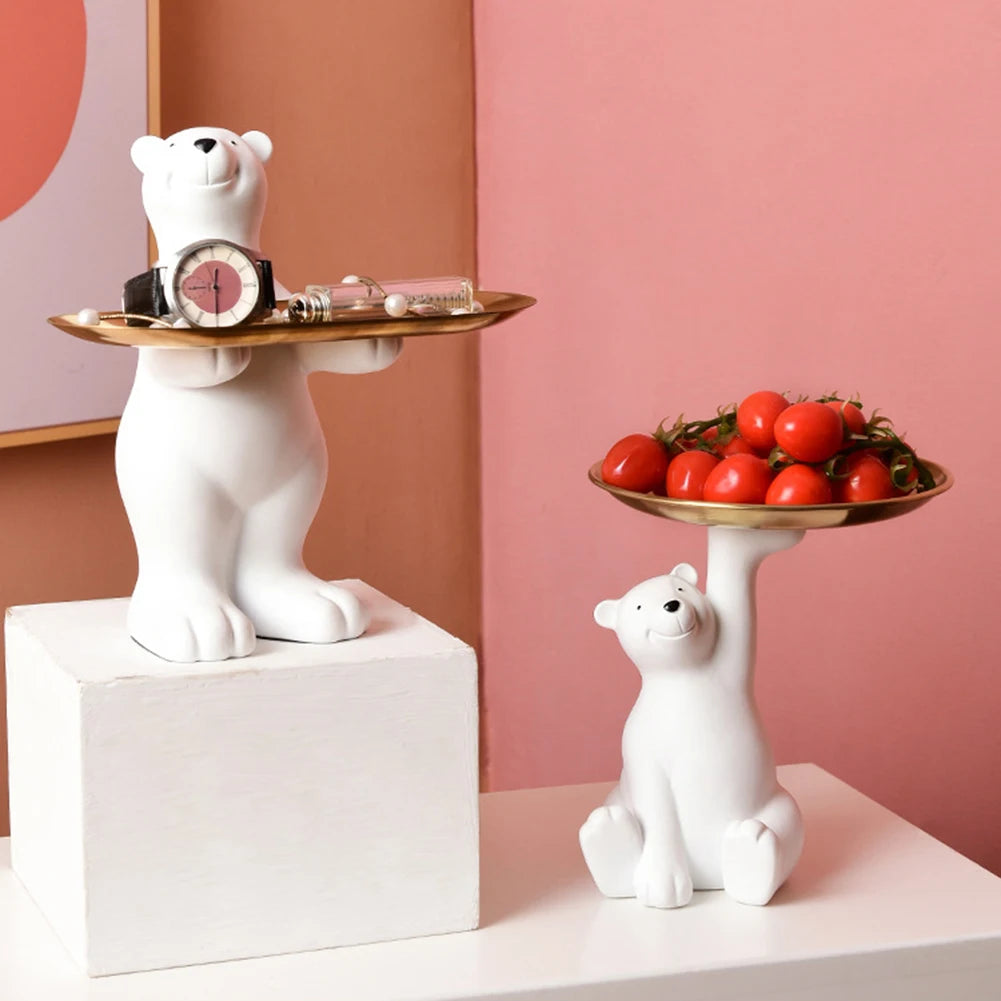 Resin Polar Bear Statue Tray