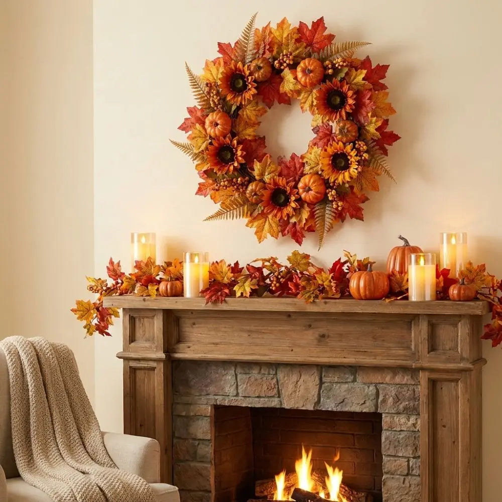 Rustic Sunflower Pumpkin Wreath