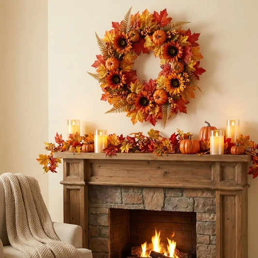 Rustic Sunflower Pumpkin Wreath