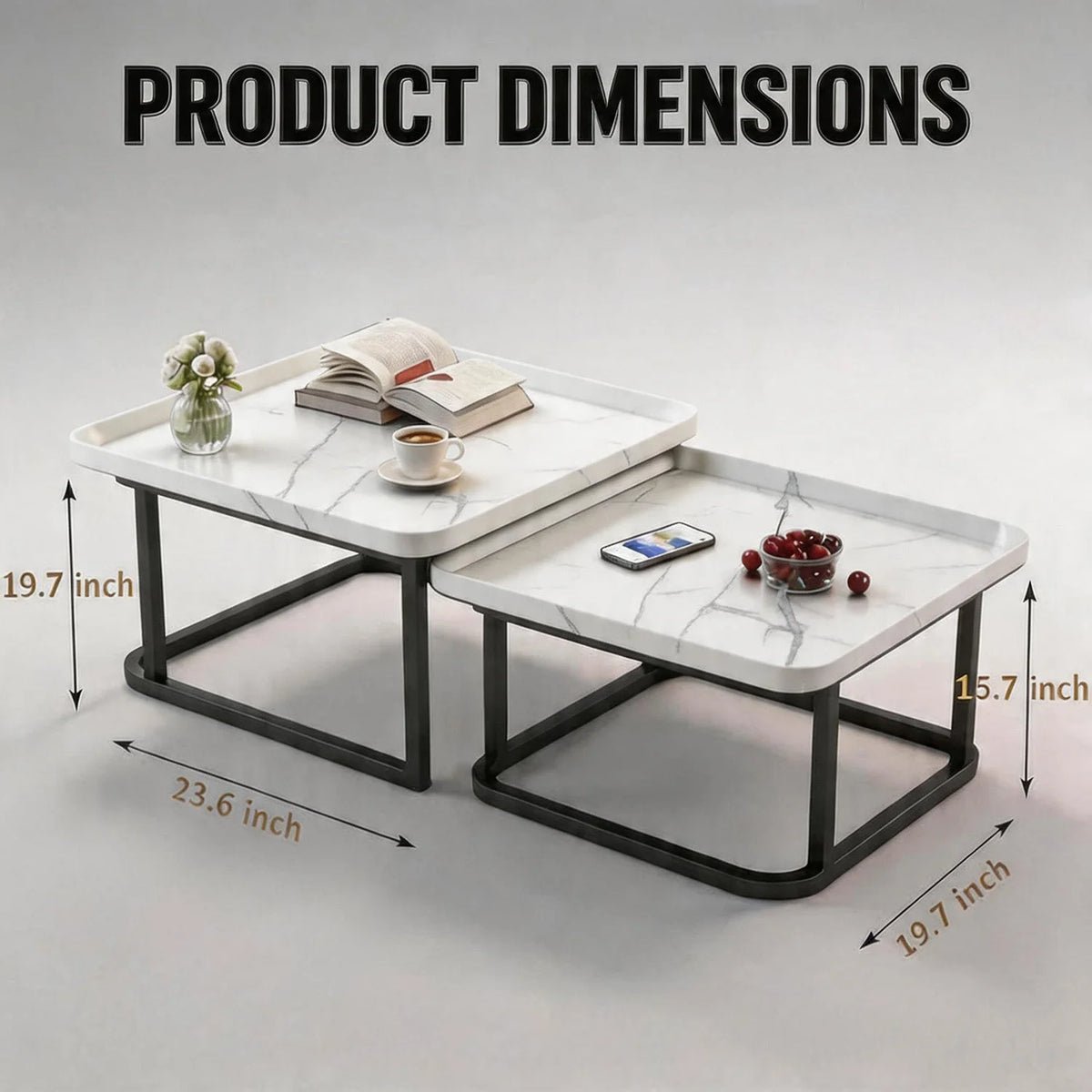 Square Fluted Nesting Tables