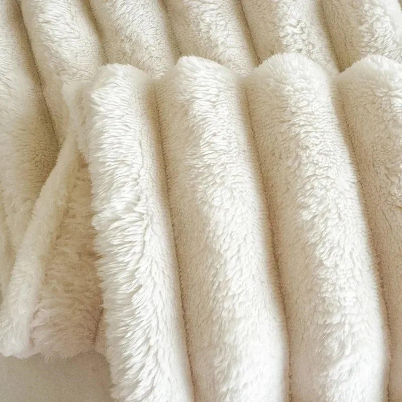 Fluffy Striped Bed Blanket
