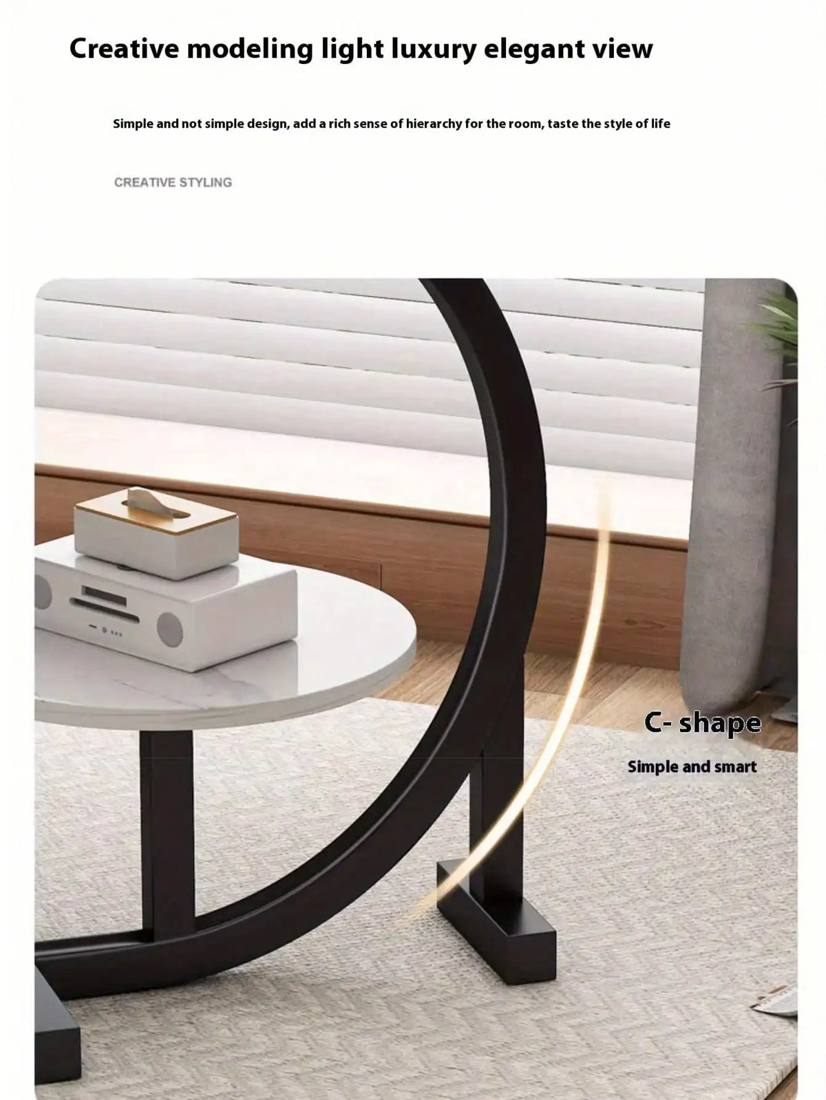 2-Tier Faux Marble End Table