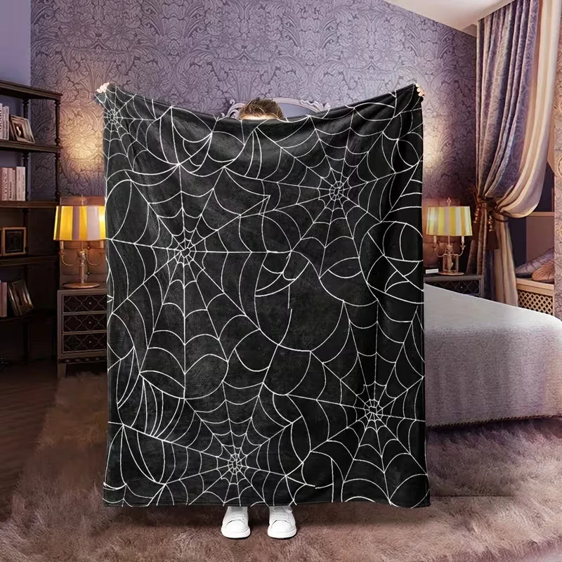 Spooky Pumpkin Plaid Throw Blanket