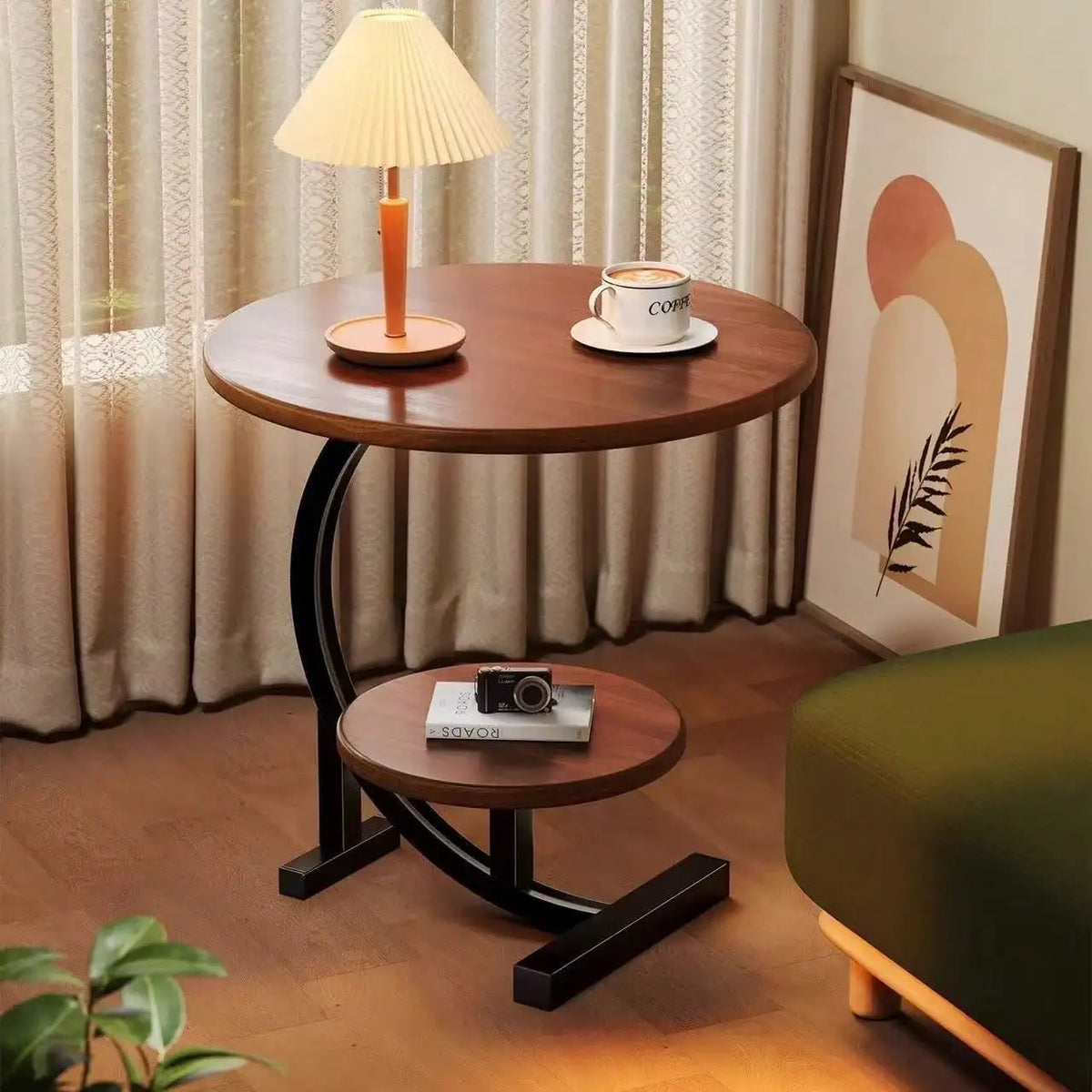 2-Tier Faux Marble End Table