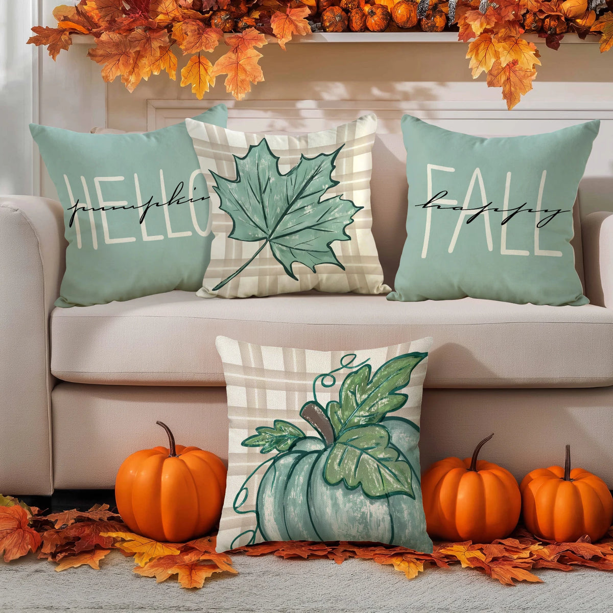 Pumpkin Stripe Pillow Cover Set