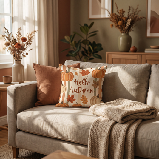 Autumn pumpkin and maple leaf cushion covers