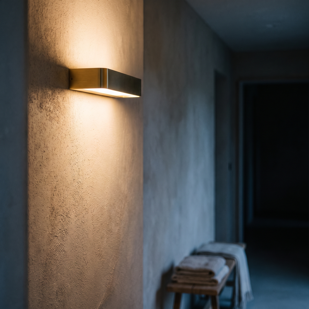 Modern LED wall light in a corridor