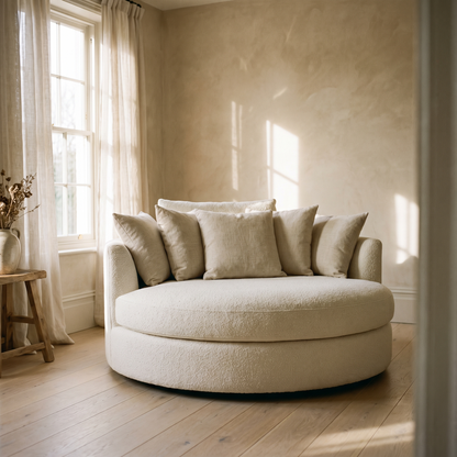 Round deep seat cloud sofa with cushions