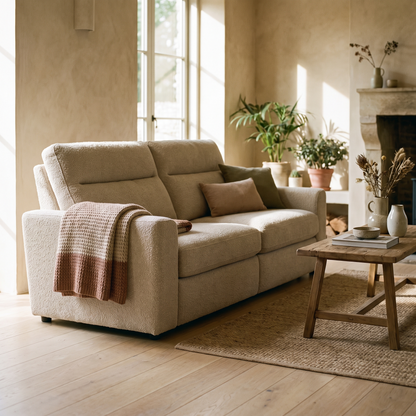 Fabric double lounge recliner sofa