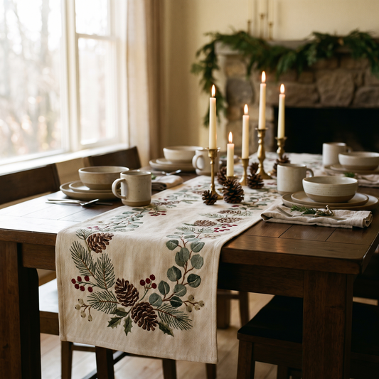 Botanical Christmas table runner