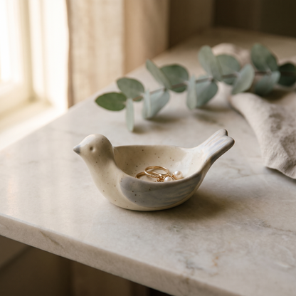 Ceramic bird trinket and jewellery dish