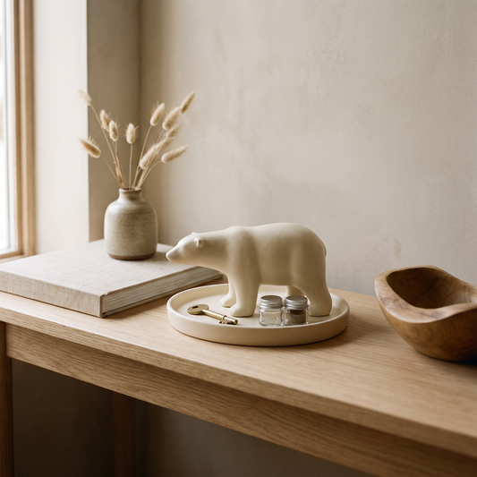 Minimalist polar bear desktop storage tray