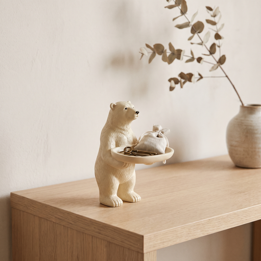 Resin polar bear key holder and storage tray