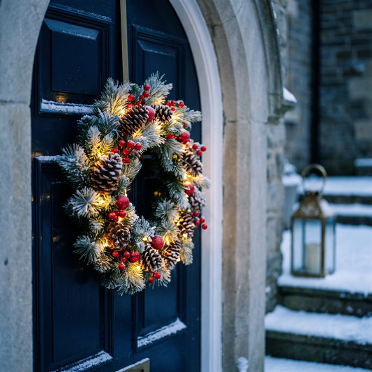 LED pinecone and berry Christmas wreath