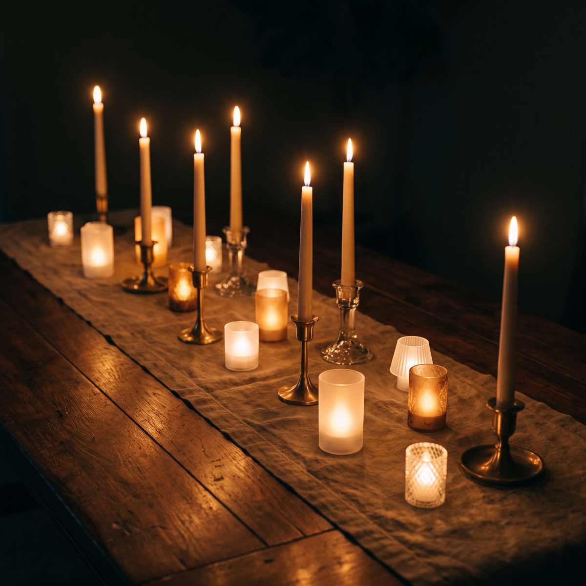 LED taper candles with acrylic shades
